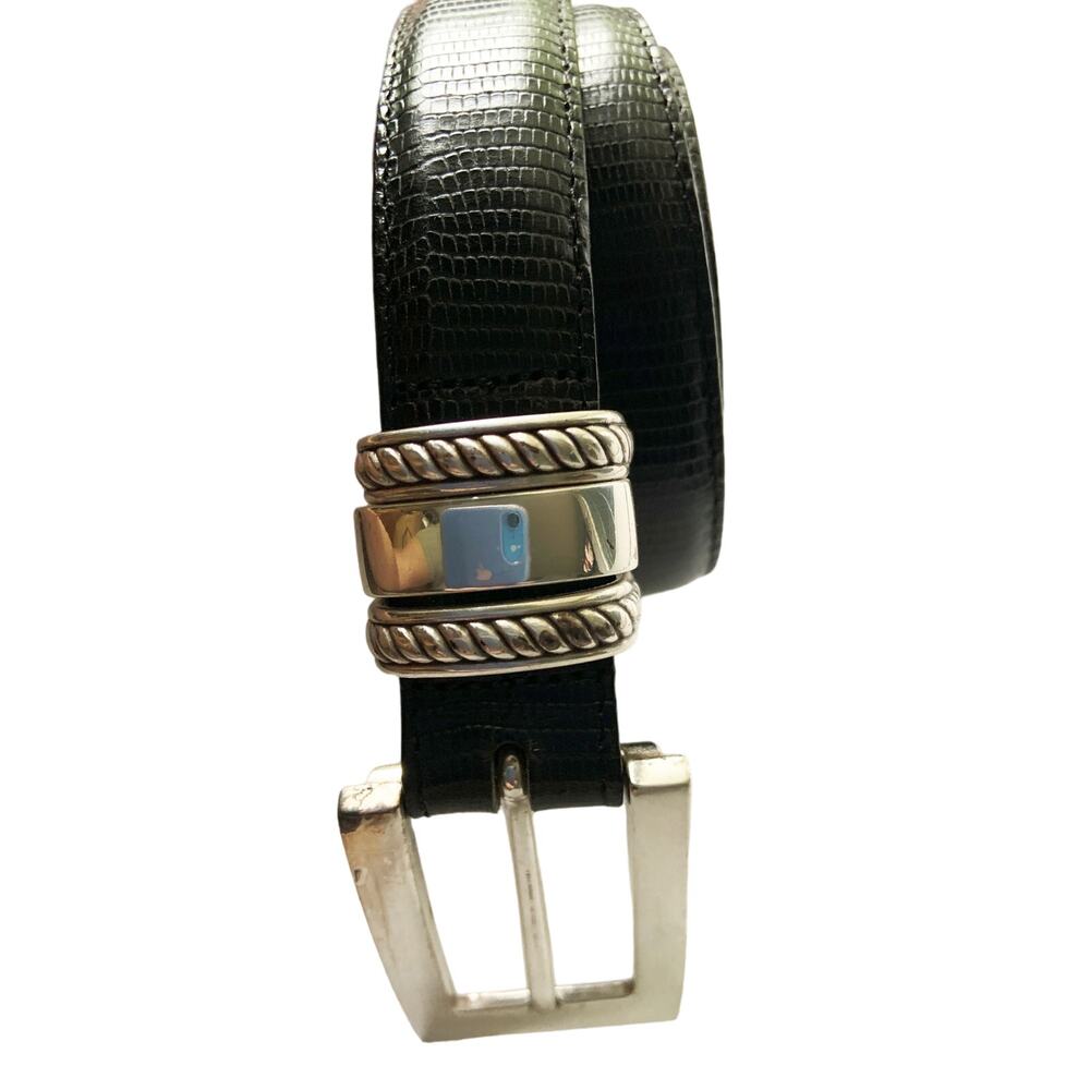 Brighton Black Reptile Womens Belt Genuine Leather Belt Brass Buckle Size M Z25